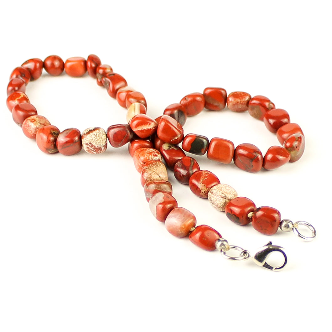 Collana girocollo burattatine diaspro rosso