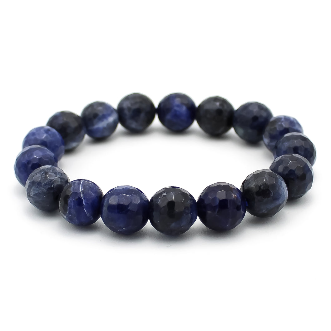 Bracciale unisex Sodalite 10 mm sfaccettati