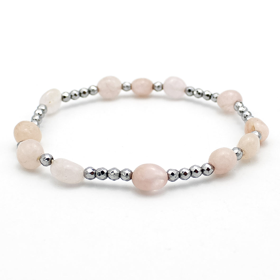 Bracciale donna ematite e quarzo rosa