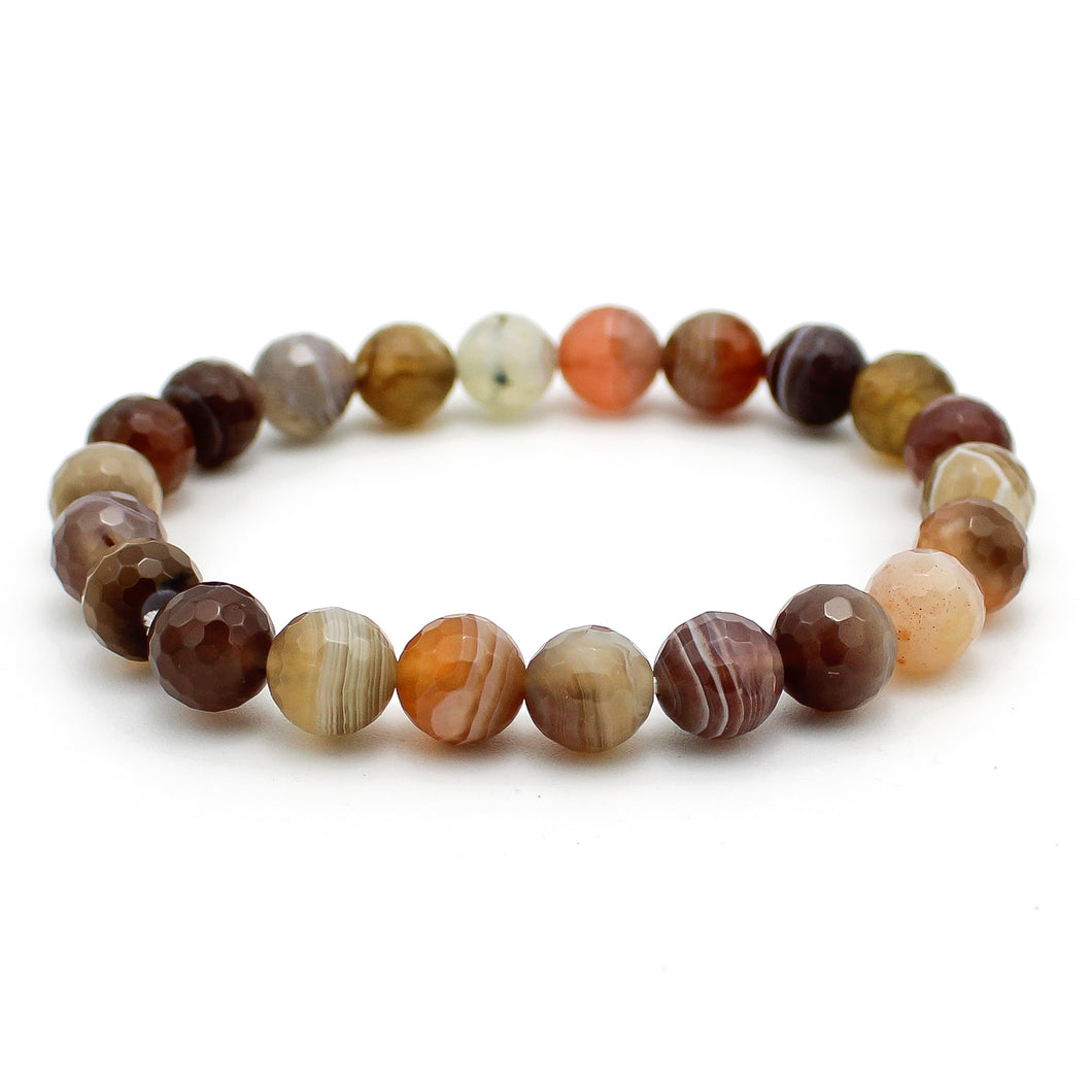 Bracciale unisex Agata botswana 8 mm sfaccettati