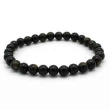 Carica l&#39;immagine nel visualizzatore di Gallery, Bracciale unisex Ossidiana gold 6 mm lisci
