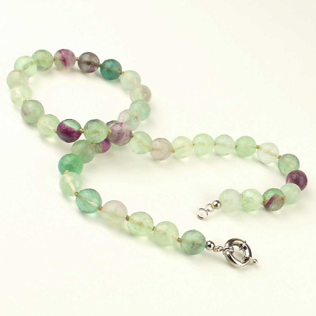 Collana girocollo fluorite 10 mm sfaccettati