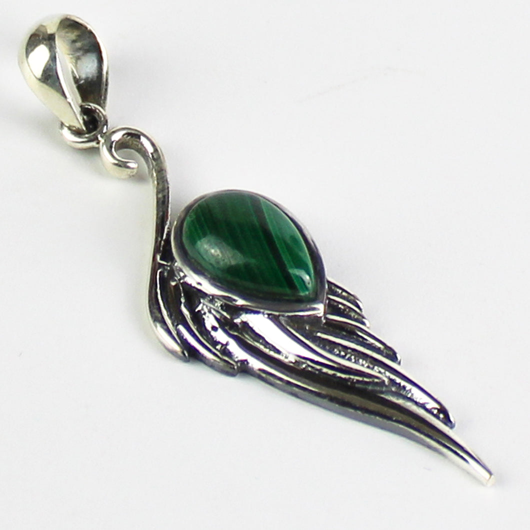 Ciondolo ala malachite e argento 925