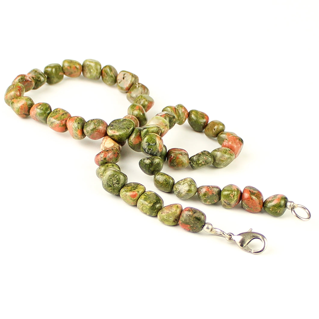 Collana girocollo burattatine unakite