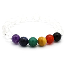 Carica l&#39;immagine nel visualizzatore di Gallery, Bracciale unisex Sette chakra con cristallo di rocca ed ematite
