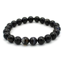 Carica l&#39;immagine nel visualizzatore di Gallery, Bracciale unisex Agata nera 8 mm lisci
