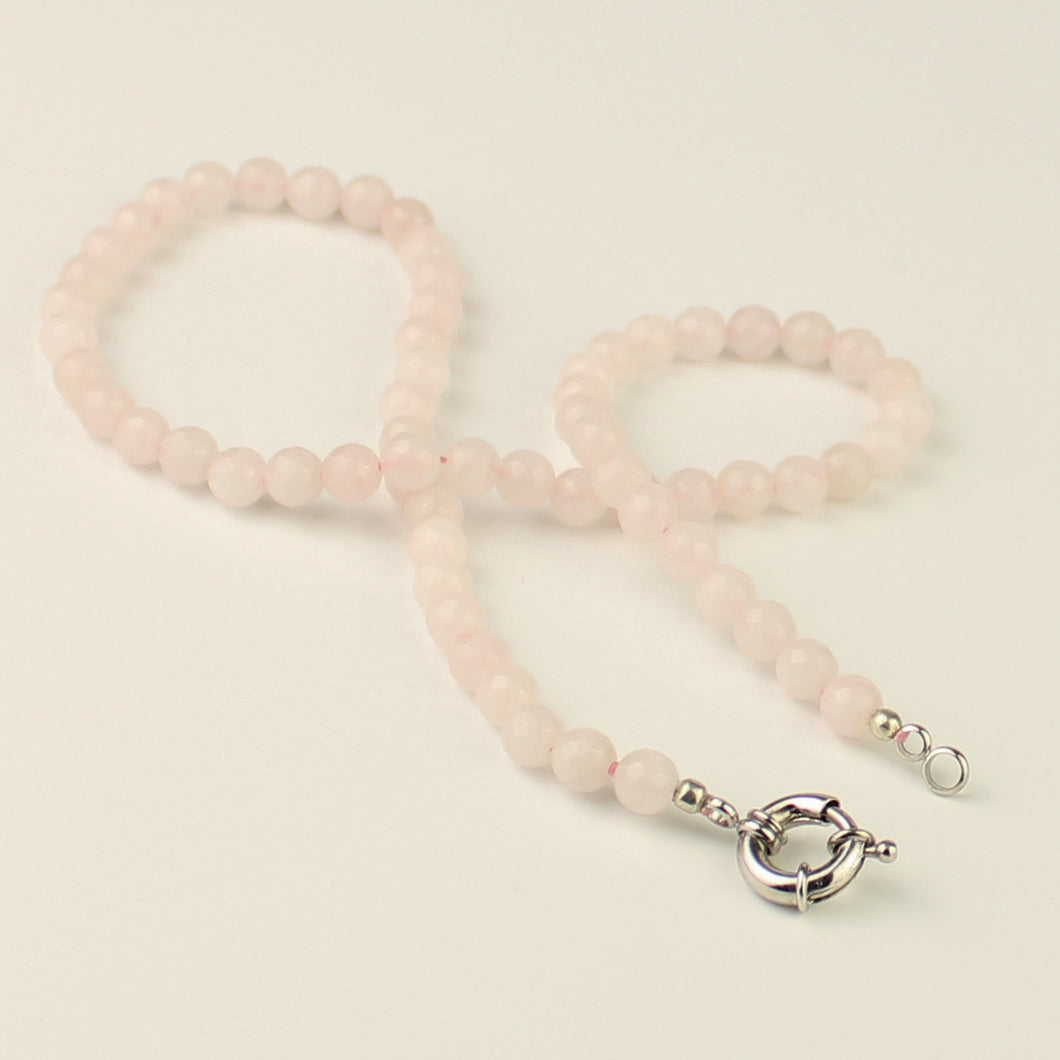 Collana girocollo quarzo rosa 6 mm sfaccettati