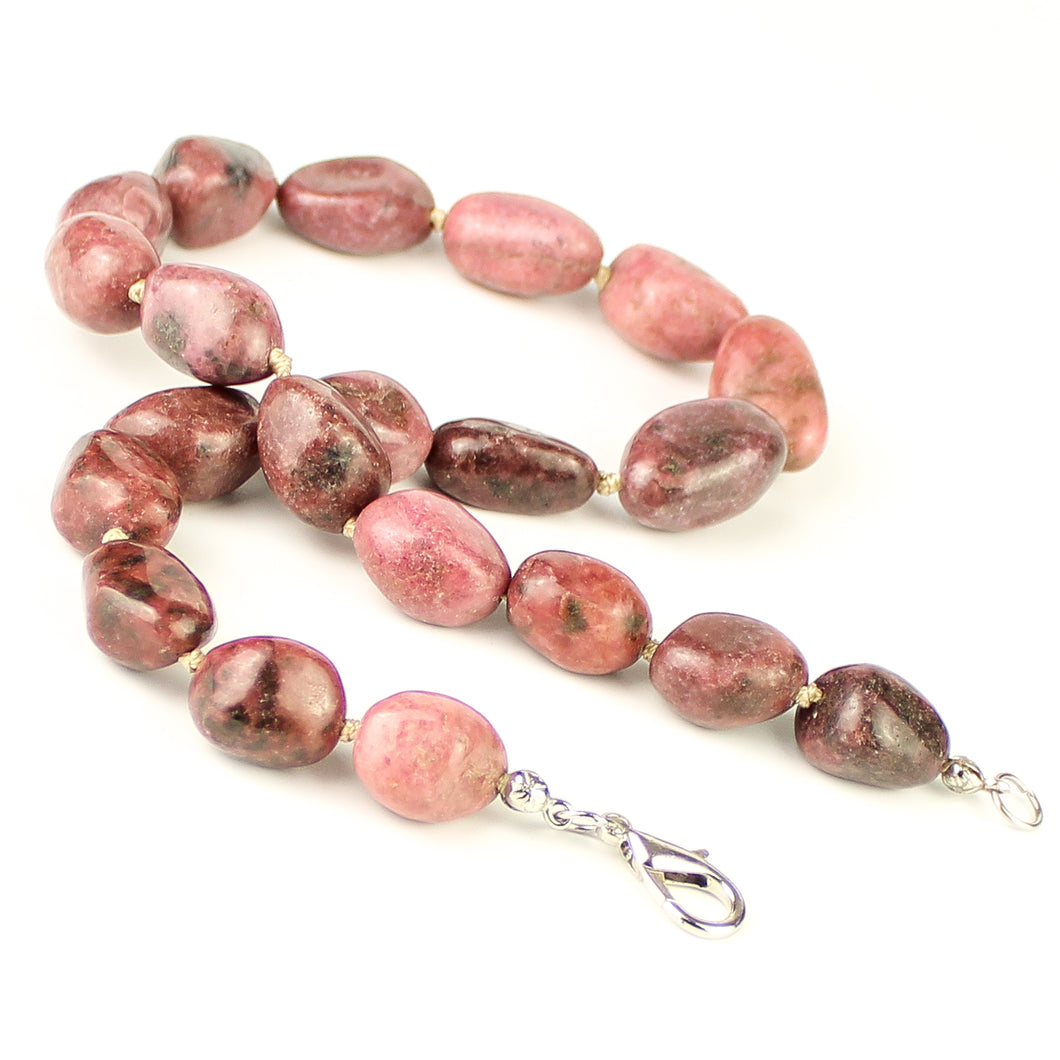 Collana girocollo burattate rodonite