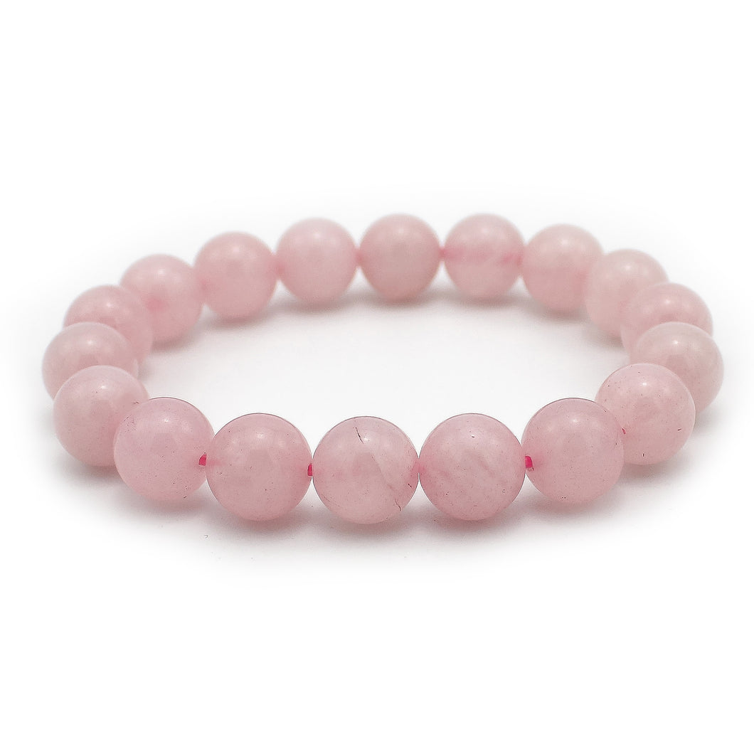 Bracciale unisex Quarzo rosa 10 mm lisci